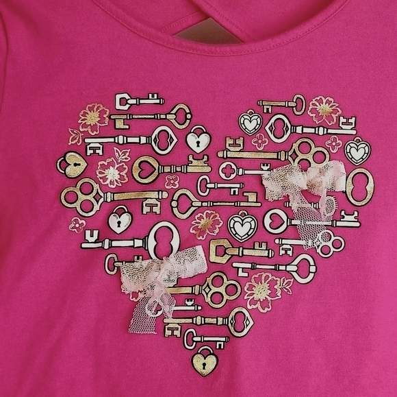 Justice Girls Top Hot Pink Heart - Picture 10 of 11